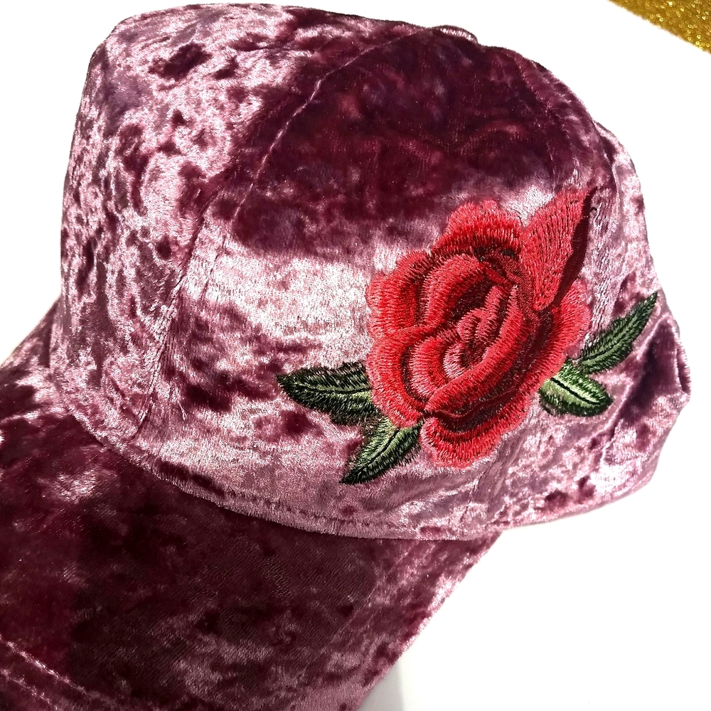 Velvet with rose applique David and young cap